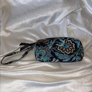 Vera Bradley Black and Blue Floral Wristlet